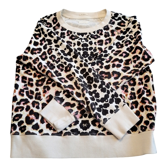 Mother The Square Leopard Print Sweatshirt Multicolored Cotton Crewneck Size S - Picture 7 of 17
